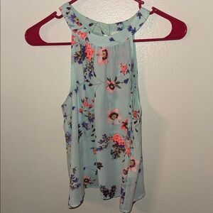 Lush Floral Halter Blouse - Light Blue and Pink (Juniors size)